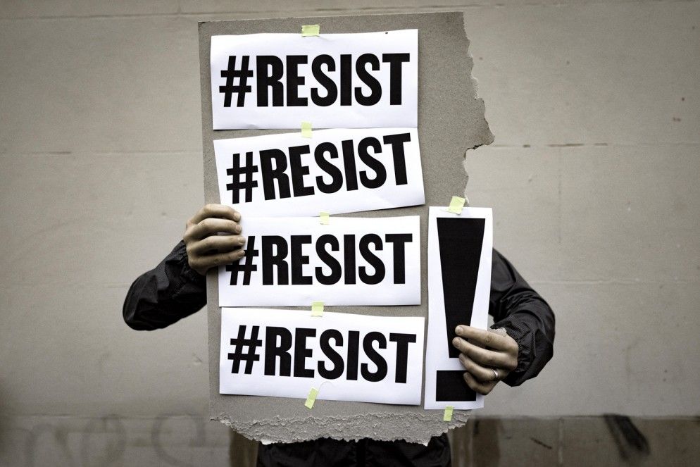 O Street Resist Protest Signs against Trump