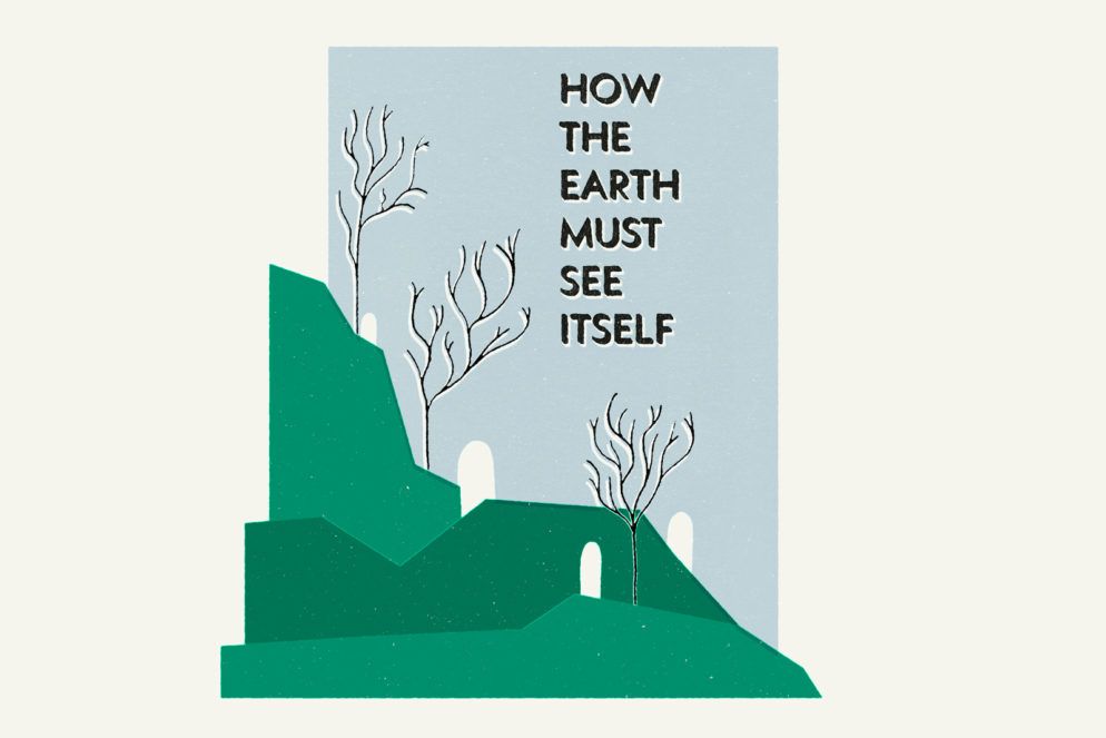 Green and blue illustration by O Street for the short film How the Earth Must See Itself