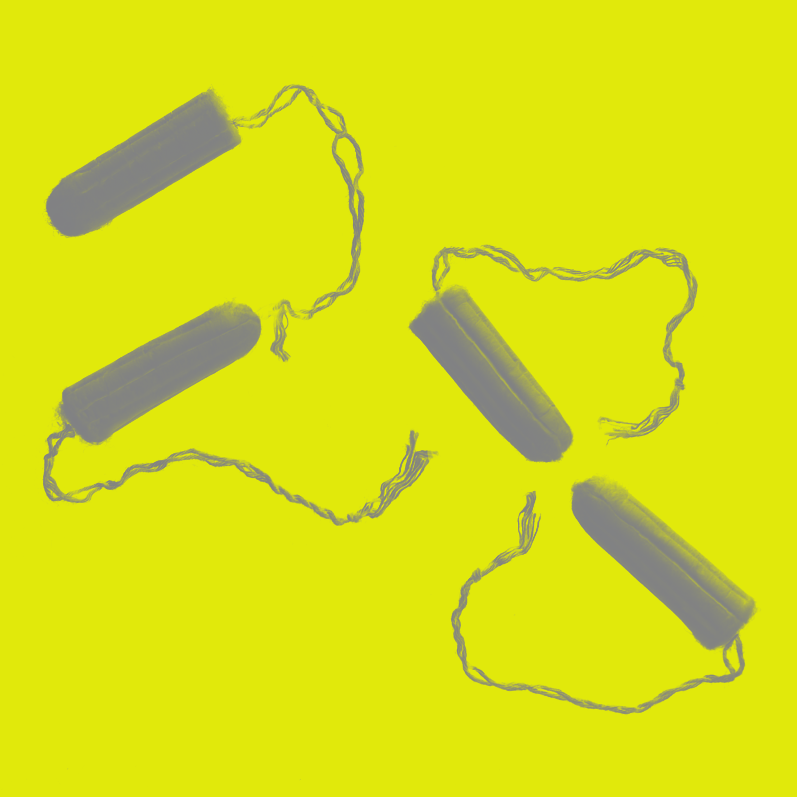 28th April - Period Pain four tampons on yellow background. O Street's submission for the Fedrigoni 365 publication